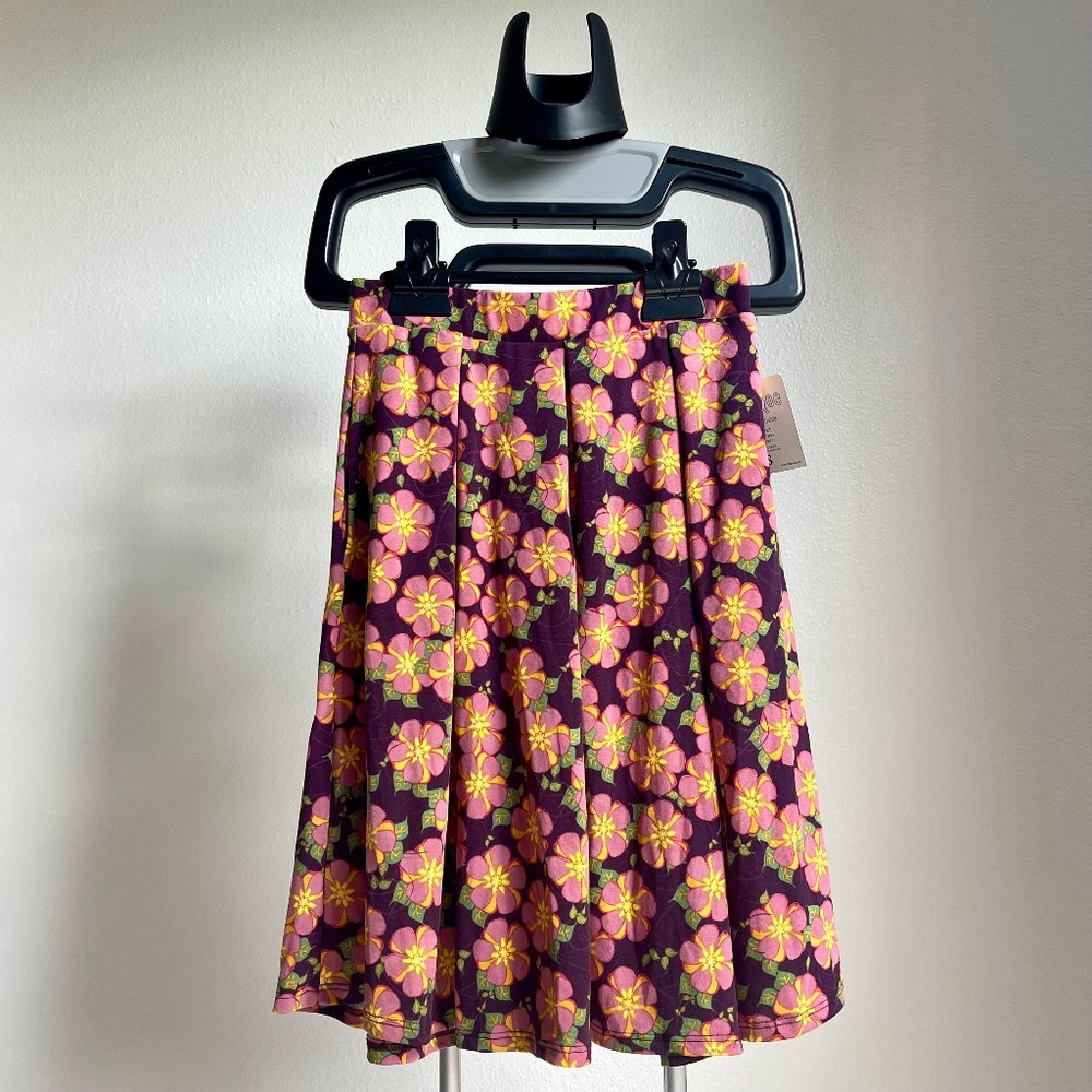 LuLaRoe Madison Vintage Style A-line Pleated at Waist Floral Midi Skirt